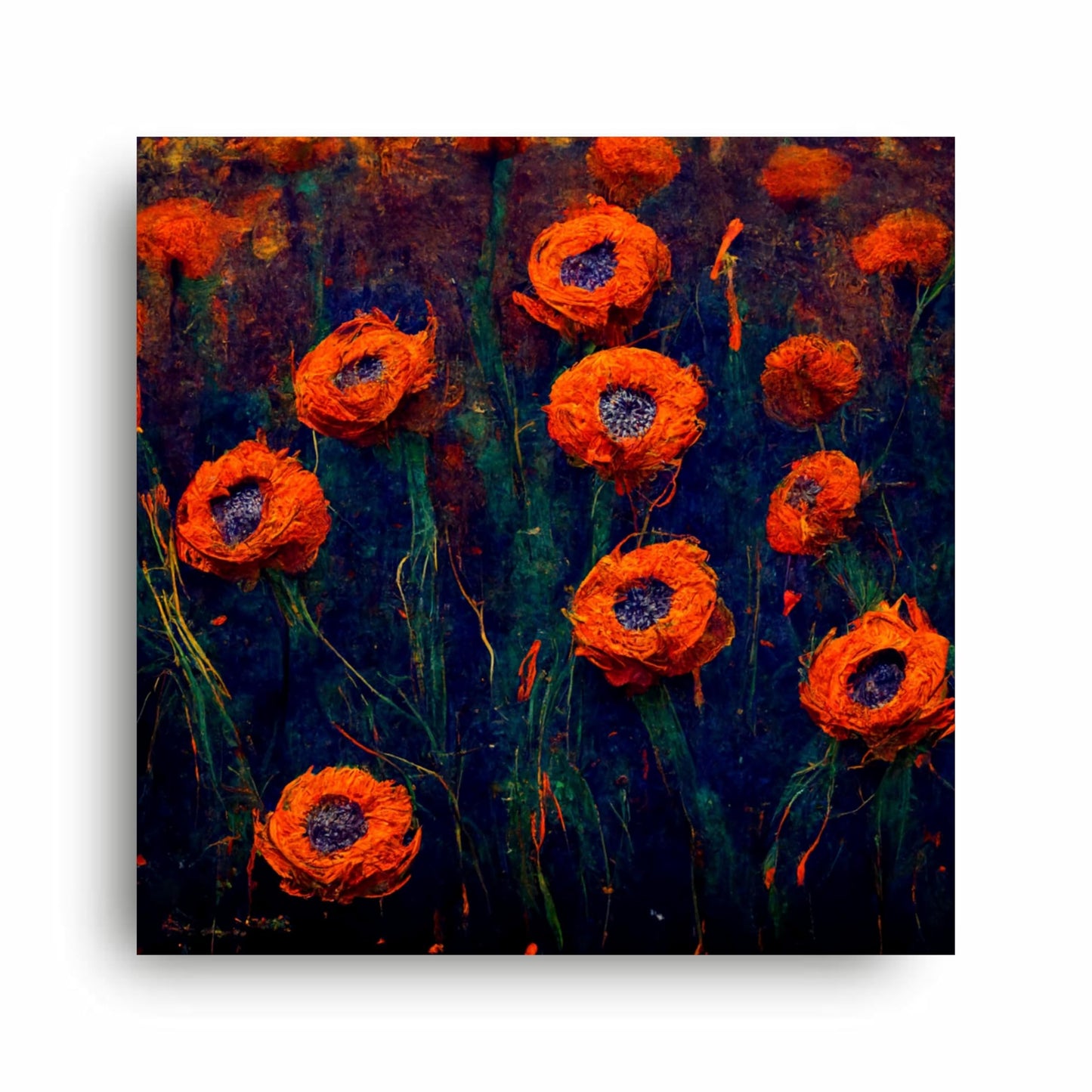 Art to Doors | Fiery Bloom | Square | Art Print | Home Decor | Wall Decor | Gifts for Women | Gifts for Men | Wall Art (Canvas Frame, 45x45 Inch)