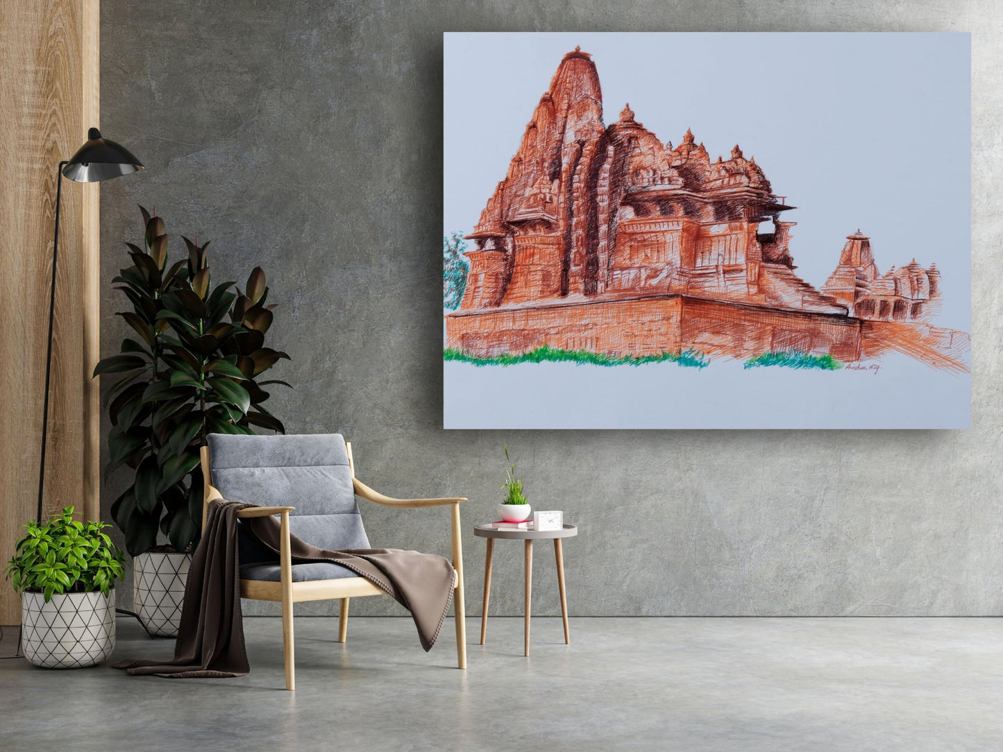 Art to Doors | Khajuraho Temple Complex | Artist Avishek Nag | Horizontal | Art Print | Home Decor | Wall Decor | Gifts for Women | Gifts for Men | Gift Items | Wall Art