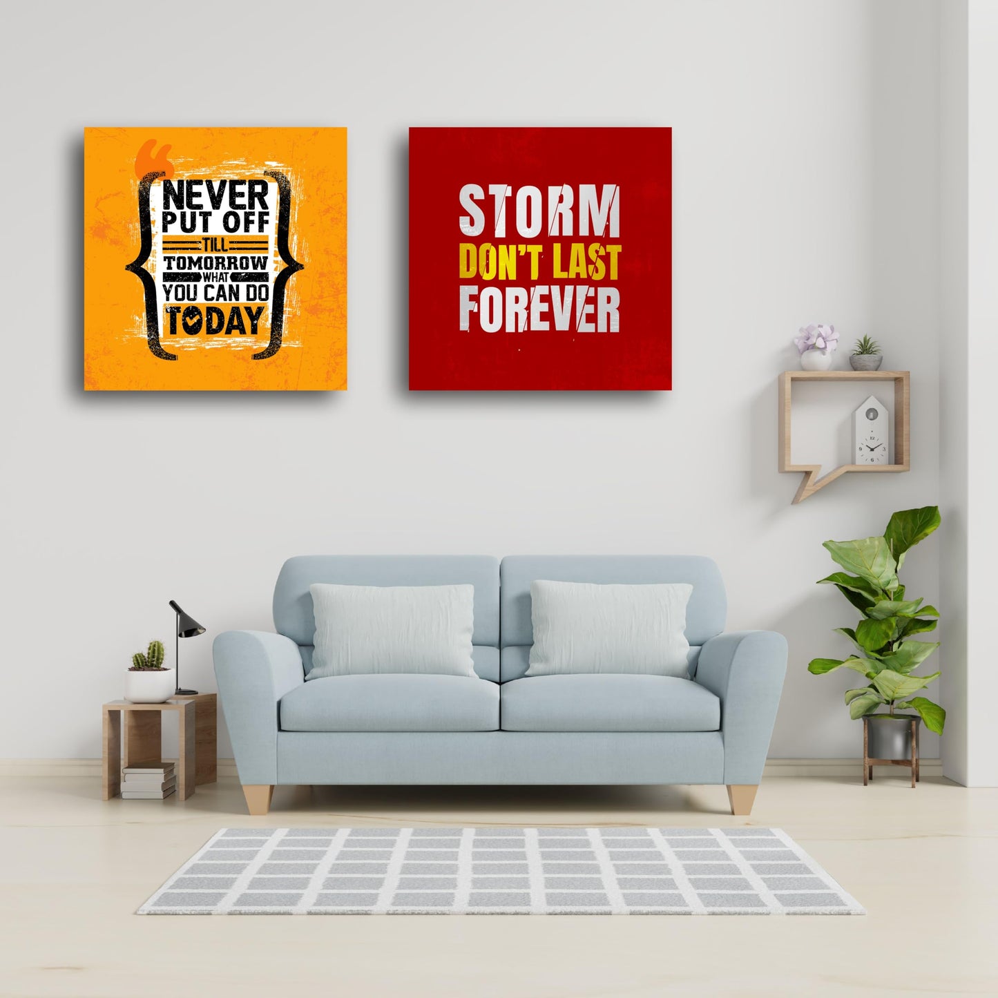 Storm Don't Last Forever | Motivational Quote | Personalized Gift For Anniversary, Birthday, Wedding, Home Decor | Wall Art For Home Office Study Room Decor | Set of 2