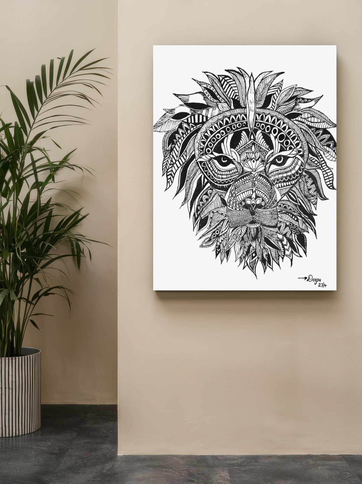 Art to Doors | Fight Like A Lion | Artist Manideepthi | Vertical | Art Print | Home Decor | Wall Decor | Gifts for Women | Gifts for Men | Gift Items | Wall Art