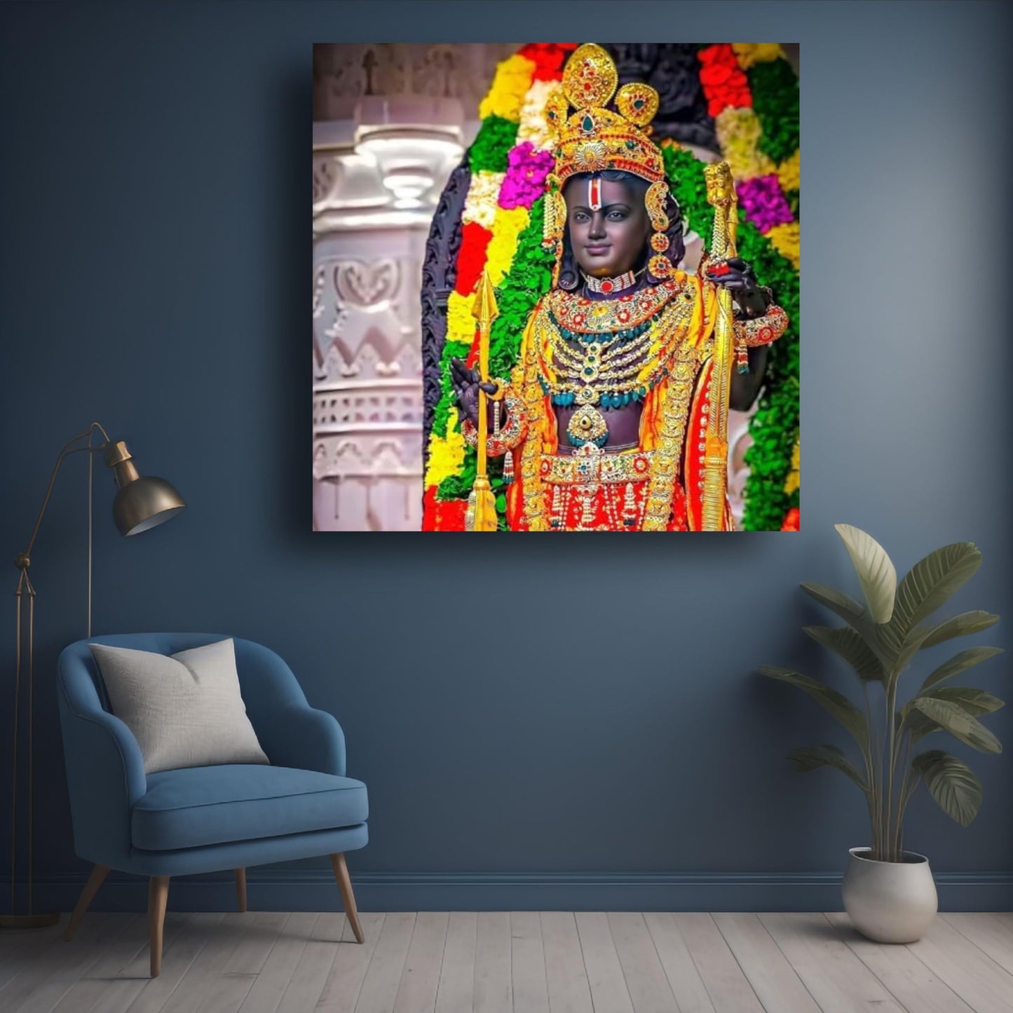 Art to Doors Divine: Ram Lalla Illustration - Capturing the Essence of Spiritual Innocence | Personalized Gift For Anniversary, Birthday, Wedding, Home Decor (CanvasFrame,8x8Inch,CanvasFrame)