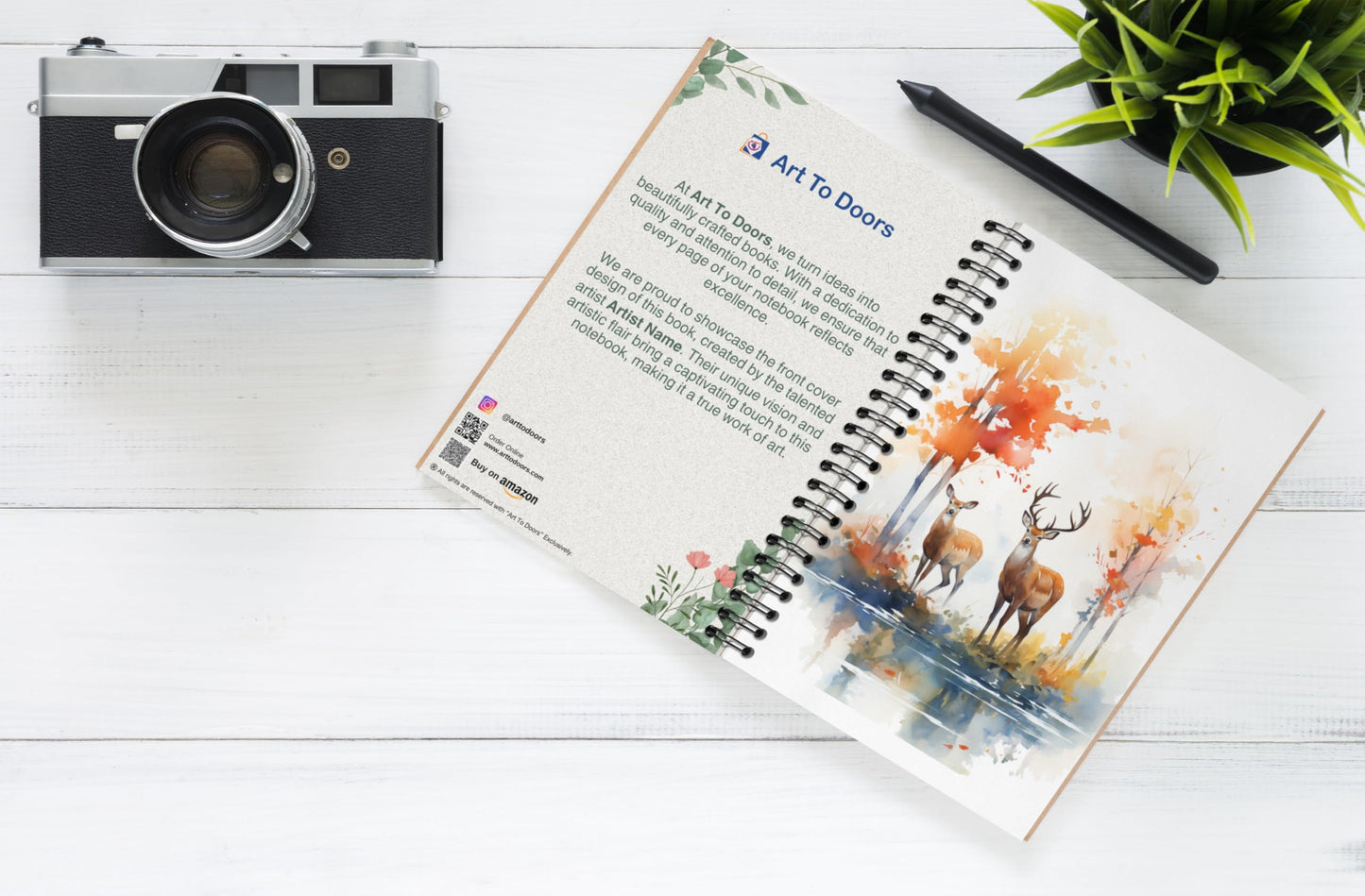 Art to Doors | Peaceful Woodland Portrait | Spiral Notebooks | A5 Size Paper | 120 Pages | 70 GSM Paper | Attractive Cover Designs