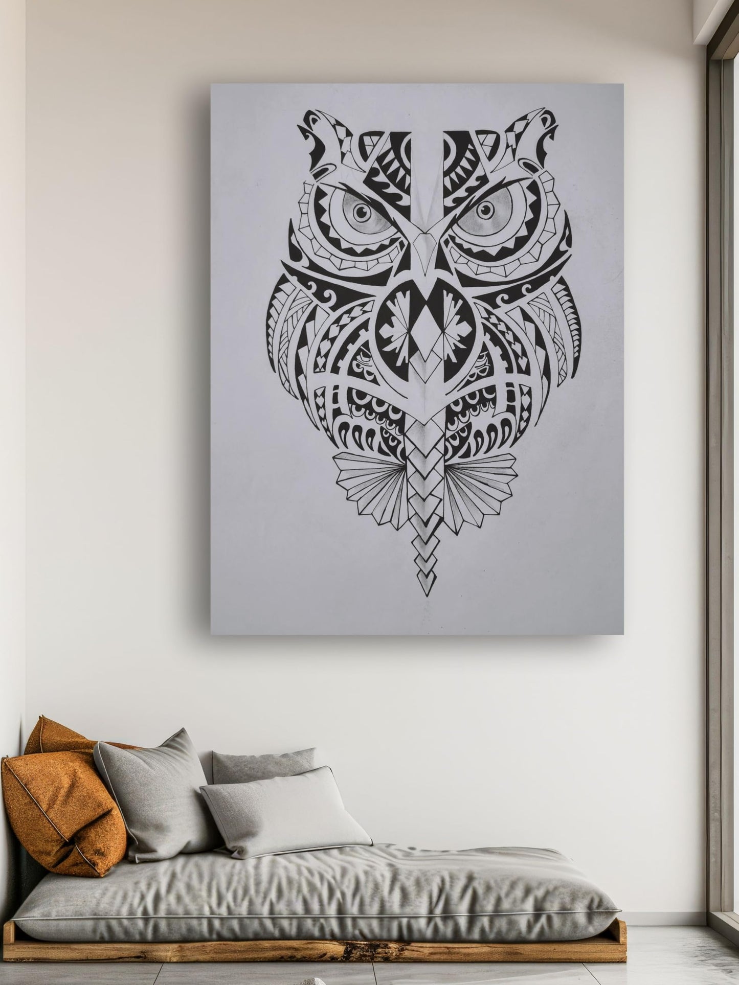 Art to Doors | Dark Owl | Artist Rachel Joseph | Vertical | Art Print | Home Decor | Wall Decor | Gifts for Women | Wall Art