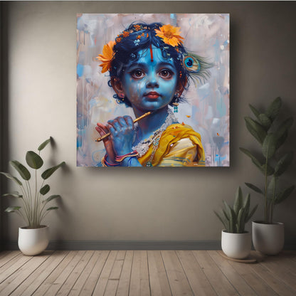 Art to Doors | Charming Krishna Idol Art | Square | Art Print | Home Decor | Wall Decor | Gifts for Women | Gifts for Men | Gift Items | Wall Art