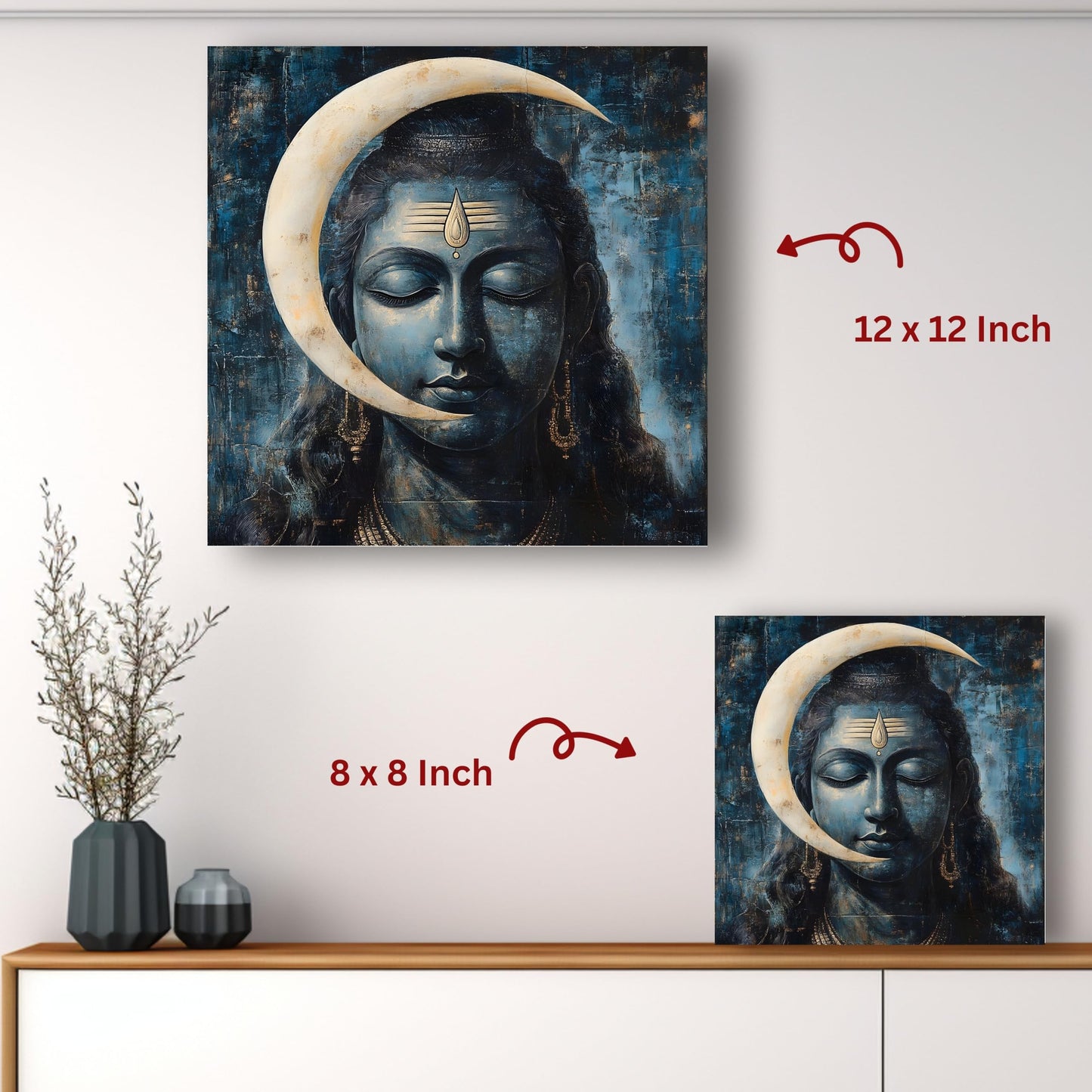 Art to Doors | Lord Shiv Moon Idol Art | Square | Art Print | Home Decor | Wall Decor | Gifts for Women | Gifts for Men | Gift Items | Wall Art