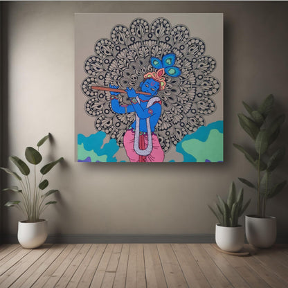 Art to Doors | Krishna's Cosmic Dance | Artist Vaishnavi Varadarajan | Square | Art Print | Home Decor | Wall Decor | Gifts for Women | Gifts for Men | Gift Items | Wall Art