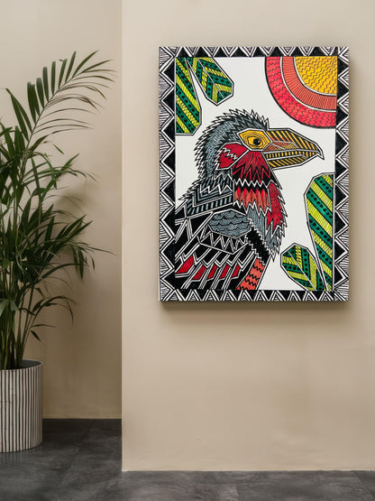 Art to Doors | Bearded Barbet | Artist Puja Kumari | Vertical | Art Print | Home Decor | Wall Decor | Gifts for Women | Gifts for Men | Gift Items | Wall Art (Canvas Frame, 15x20 Inch)