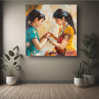 Art to Doors | Rakhi Bonding Moment Art | Square | Art Print | Home Decor | Wall Decor | Gifts for Women | Gifts for Men | Gift Items | Wall Art