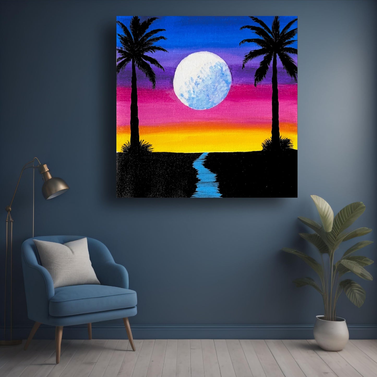 Art to Doors | Moonlight Symphony in the Sky | Artist Pooja Khaire | Square | Art Print | Home Decor | Wall Decor | Gifts for Women | Gifts for Men | Gift Items | Wall Art