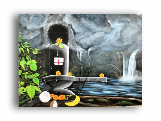 Art to Doors | The Shiva Linga | Artist Sudesh Kundley | Horizontal | Art Print | Home Decor | Wall Decor | Gift Items | Wall Art (15x20 Inch)