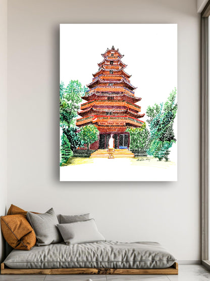 Art to Doors | Giac Lam Pagoda At Vietname | Artist Avishek Nag | Vertical | Art Print | Home Decor | Wall Decor | Gifts for Women | Gifts for Men | Gift Items | Wall Art