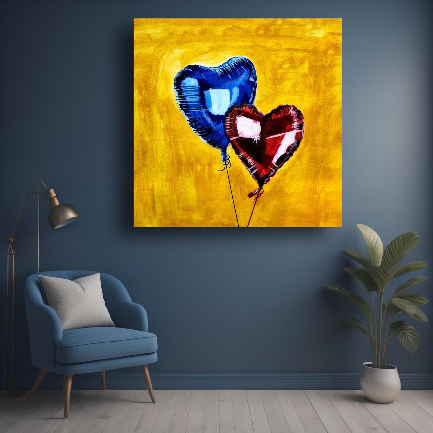 Art to Doors | Heart Balloons | Artist Fatima Akhun | Square | Art Print | Home Decor | Wall Decor | Gifts for Women | Gifts for Men | Gift Items | Wall Art