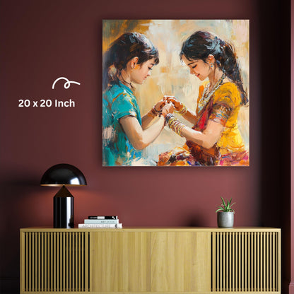 Art to Doors | Rakhi Bonding Moment Art | Square | Art Print | Home Decor | Wall Decor | Gifts for Women | Gifts for Men | Gift Items | Wall Art