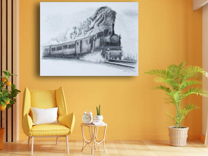 Art to Doors | Locomotive And Black Smoke | Artist Avishek Nag | Horizontal | Art Print | Home Decor | Wall Decor | Gifts for Women | Gifts for Men | Gift Items | Wall Art