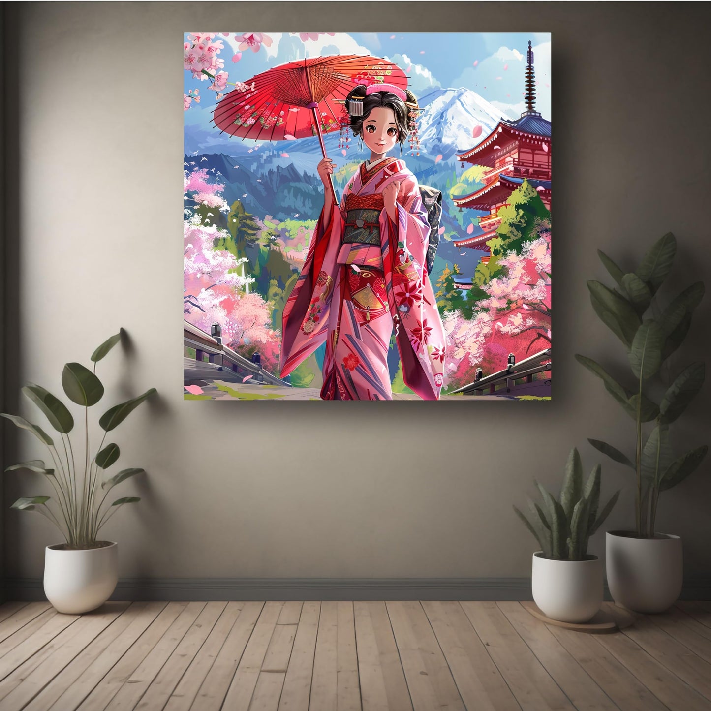 Art to Doors | Anime Girl Umbrella Art | Square | Art Print | Home Decor | Wall Decor | Gifts for Women | Gifts for Men | Gift Items | Wall Art