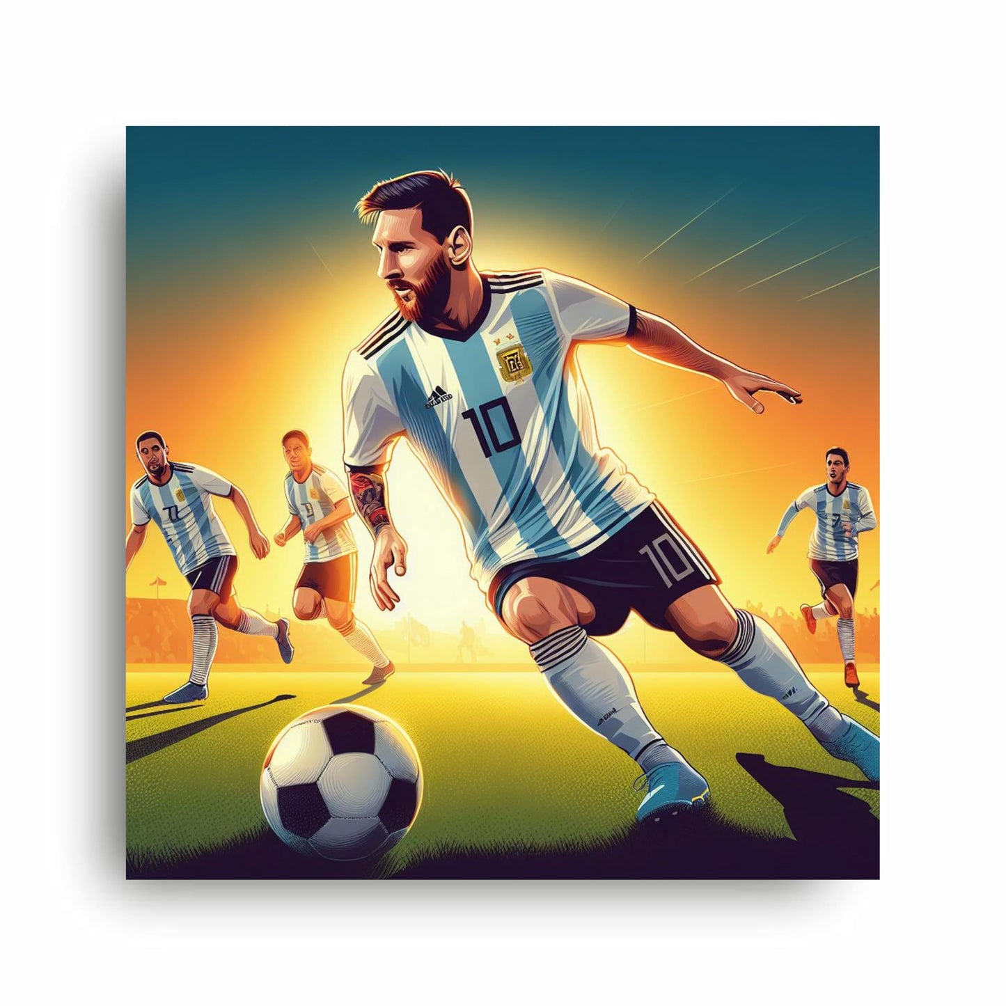 Legendary Messi: Capturing Greatness - Canvas Print of the Iconic Footballer's Illustration | Canvas Wrap Wooden Framed | Personalized Gift For Anniversary, Birthday, Wedding, Home Decor