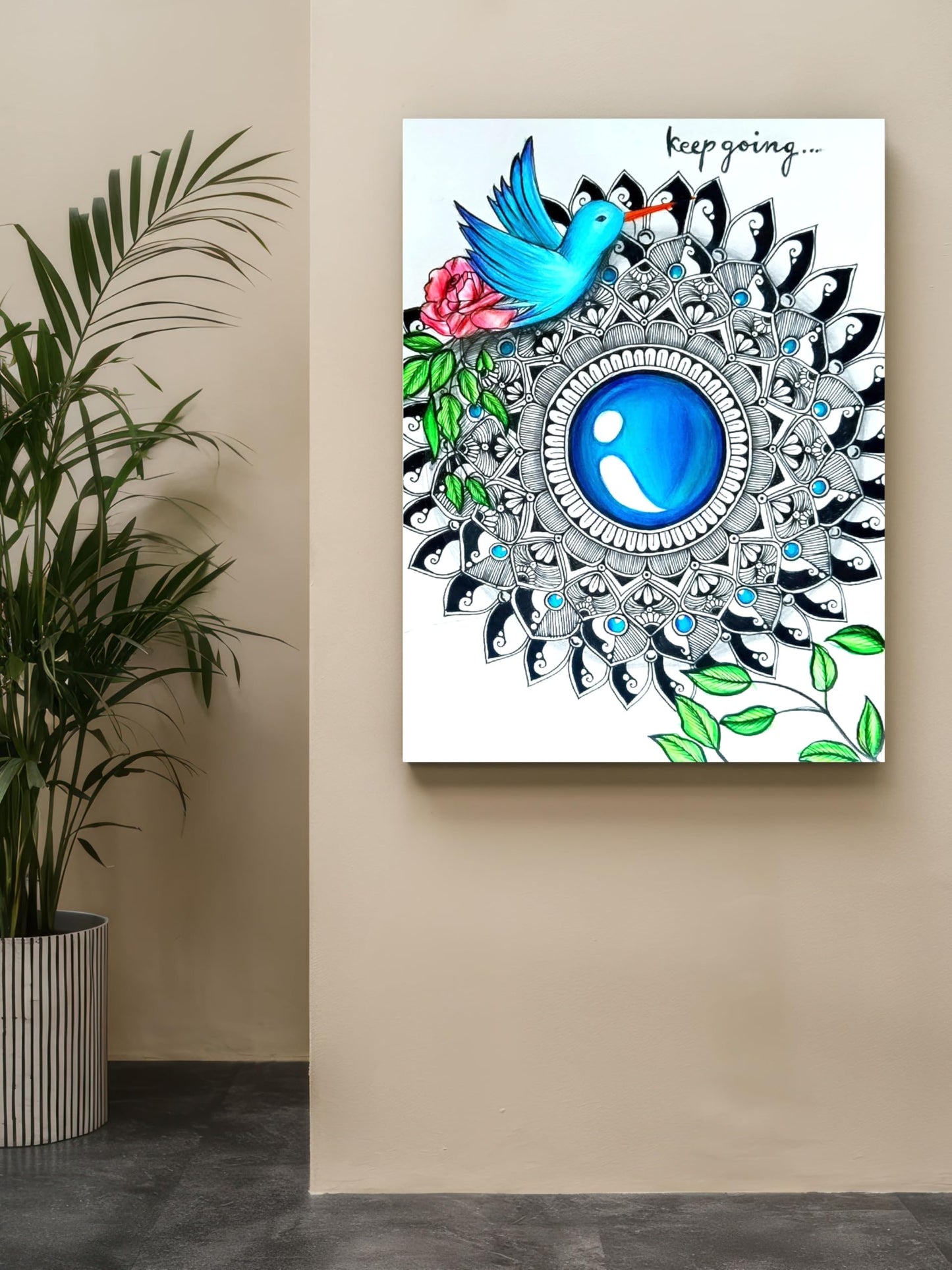 Art to Doors | Mandala Wings Of Determination | Artist Kalakarish | Vertical | Art Print | Home Decor | Wall Decor | Gift Items | Wall Art