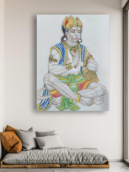 Art to Doors | Hanuman Ji Pencil Colour | Artist Anupam Kumari | Vertical | Art Print | Home Decor | Wall Decor | Gift Items | Wall Art