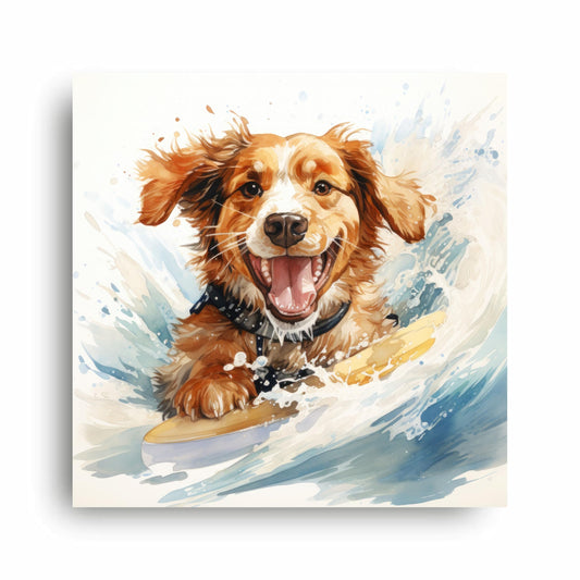 Art to Doors | Dog surfing in water Art | Square | Art Print | Home Decor | Wall Decor | Gifts for Women | Gifts for Men | Gift Items | Wall Art