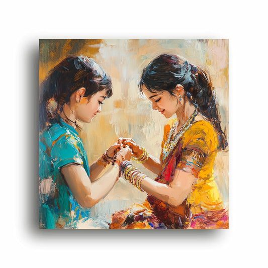 Art to Doors | Rakhi Bonding Moment Art | Square | Art Print | Home Decor | Wall Decor | Gifts for Women | Gifts for Men | Gift Items | Wall Art