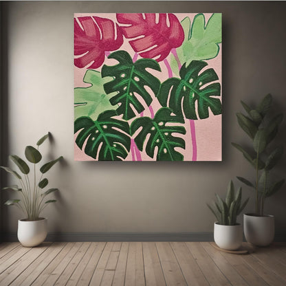 Art to Doors | Pink Leaf | Artist Surya Rekha | Square | Art Print | Home Decor | Wall Decor | Gifts for Women | Gifts for Men | Gift Items | Wall Art