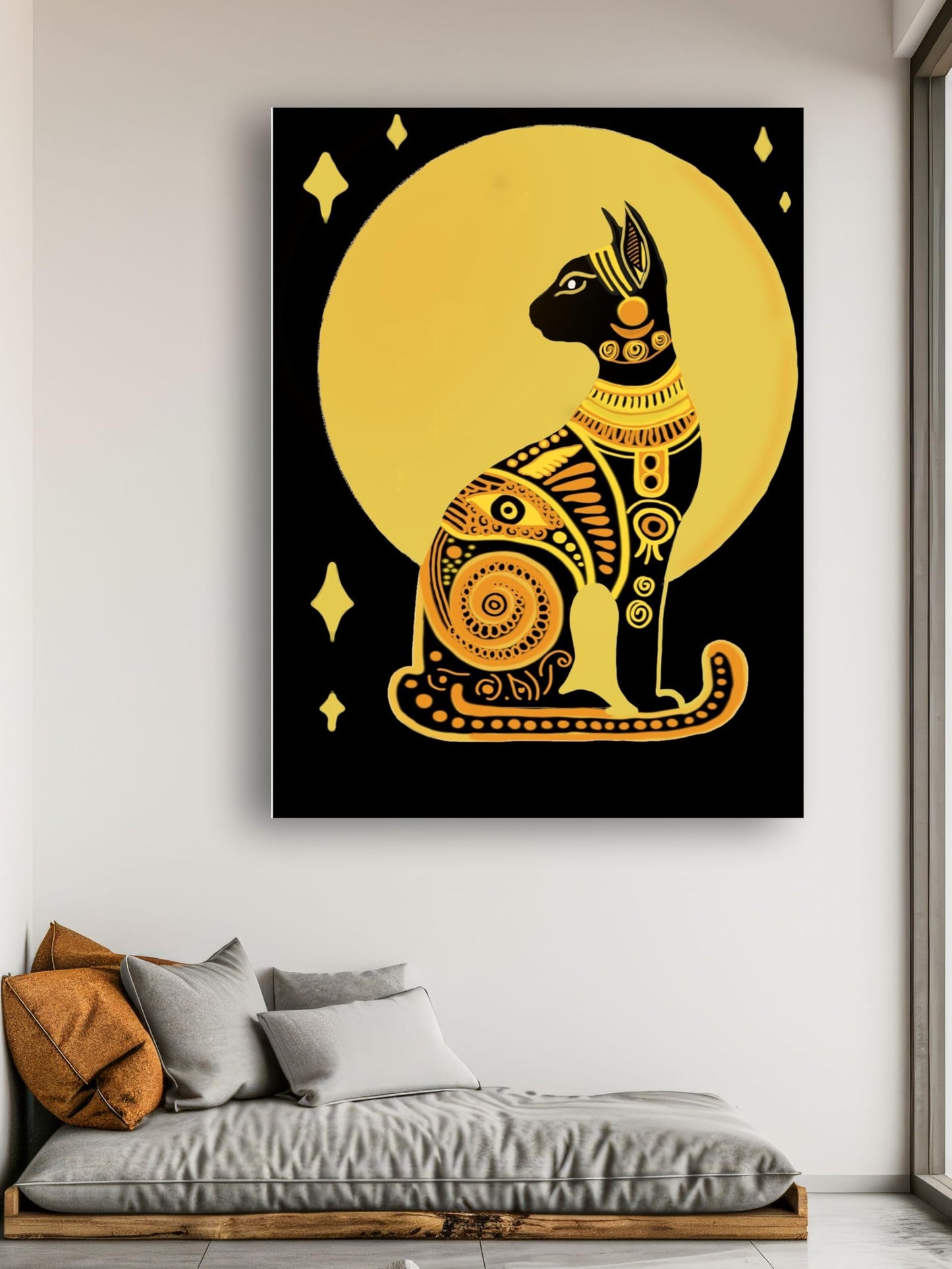 Art to Doors | Egyptian Cat | Artist Mohini Malviya | Vertical | Art Print | Home Decor | Wall Decor | Gift Items | Wall Art