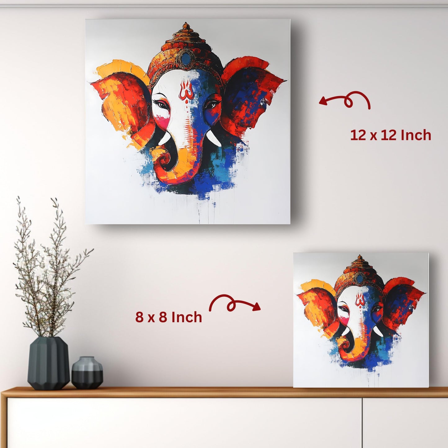 Art to Doors | Blessed Ganesha Art | Square | Art Print | Home Decor | Wall Decor | Gifts for Women | Gifts for Men | Gift Items | Wall Art