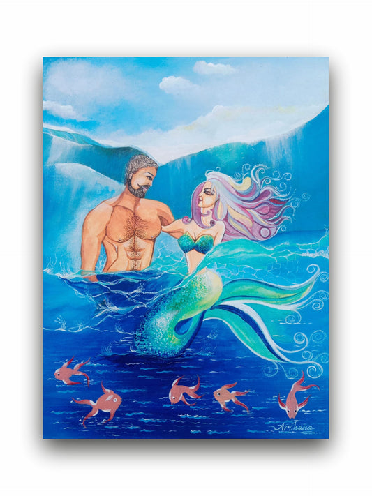 Art to Doors | Mermaid's Love | Artist Archana Sharan | Vertical | Art Print | Home Decor | Wall Decor | Gifts for Women | Gifts for Men | Gift Items | Wall Art