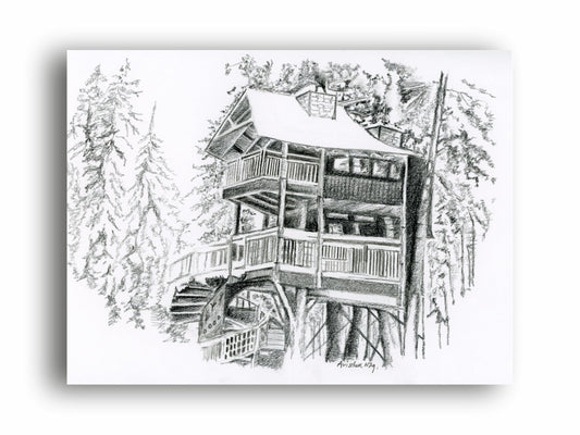 Art to Doors | Snow Covered Cabin In Woods | Artist Avishek Nag | Horizontal | Art Print | Home Decor | Wall Decor | Gifts for Women | Gifts for Men | Gift Items | Wall Art (Canvas Frame, 9x12 Inch)