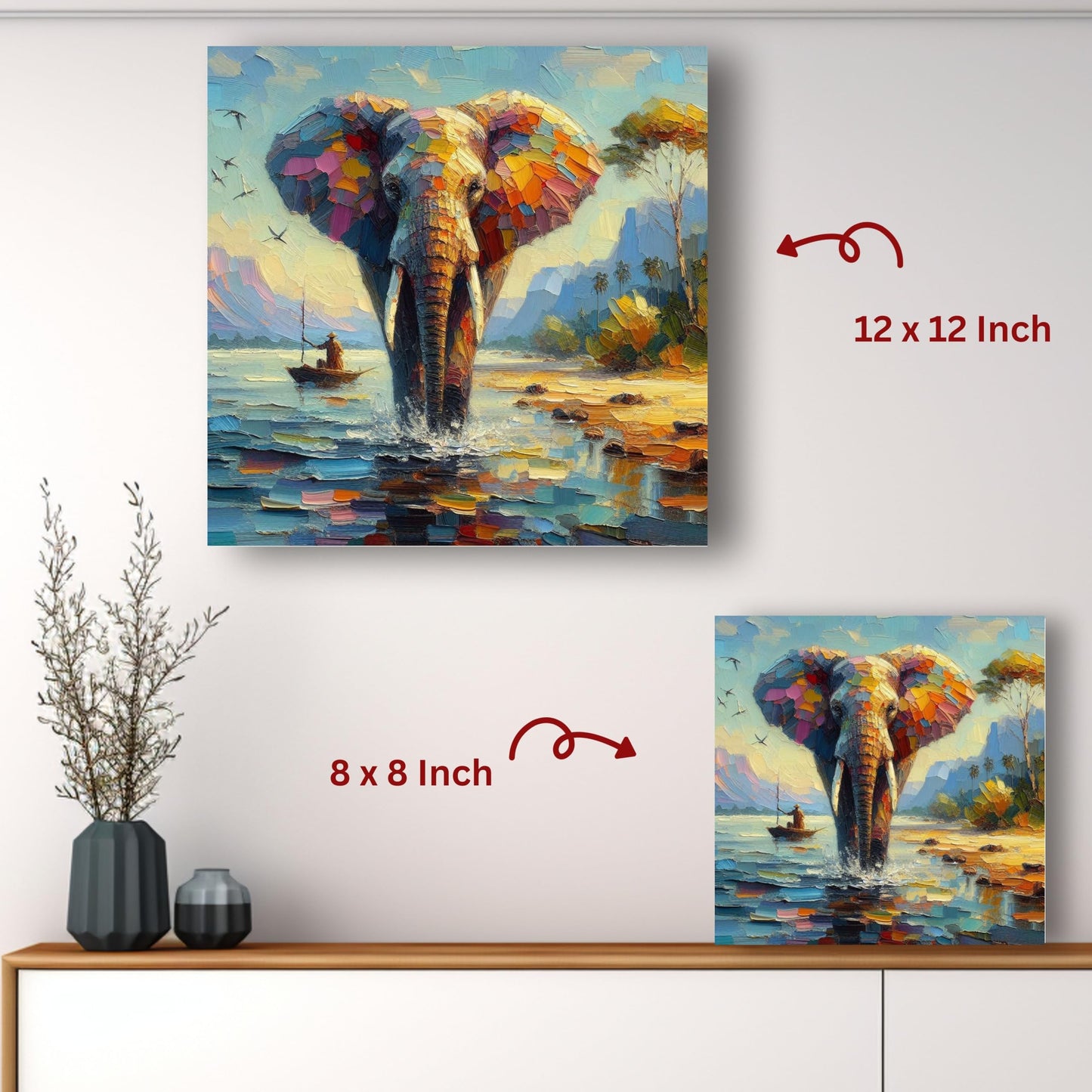 Art to Doors | Majestic Elephant Art | Square | Art Print | Home Decor | Wall Decor | Gifts for Women | Gifts for Men | Gift Items | Wall Art