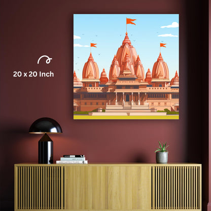 Divine Majesty: Ram Mandir Canvas Print – Sacred Artistry for Spiritual Spaces! | Personalized Gift For Anniversary, Birthday, Wedding, Home Decor