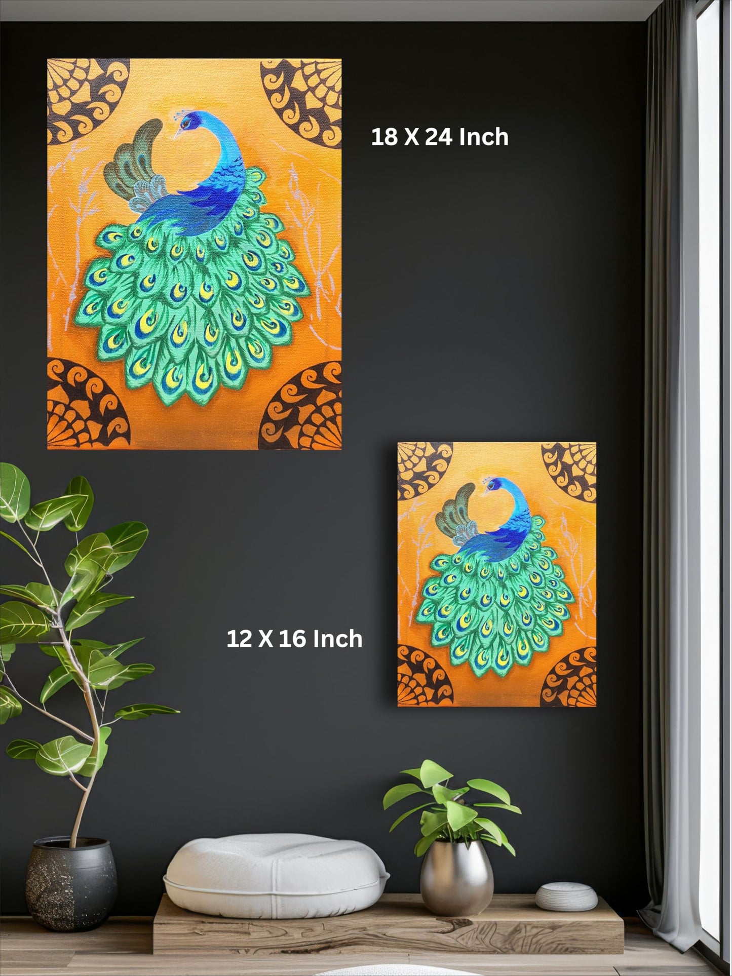 Art to Doors | Peacock's Poise | Artist Rachel Joseph | Vertical | Art Print | Home Decor | Wall Decor | Gift Items | Wall Art