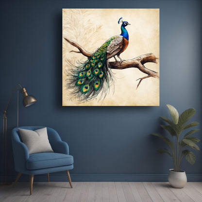 Art to Doors | Majestic Peacock Art | Square | Art Print | Home Decor | Wall Decor | Gifts for Women | Gifts for Men | Gift Items | Wall Art