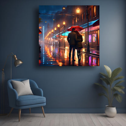 Art to Doors | Romantic Rainy Embrace Art | Square | Art Print | Home Decor | Wall Decor | Gifts for Women | Gifts for Men | Gift Items | Wall Art