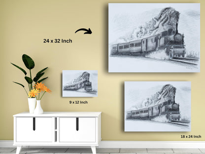 Art to Doors | Locomotive And Black Smoke | Artist Avishek Nag | Horizontal | Art Print | Home Decor | Wall Decor | Gifts for Women | Gifts for Men | Gift Items | Wall Art