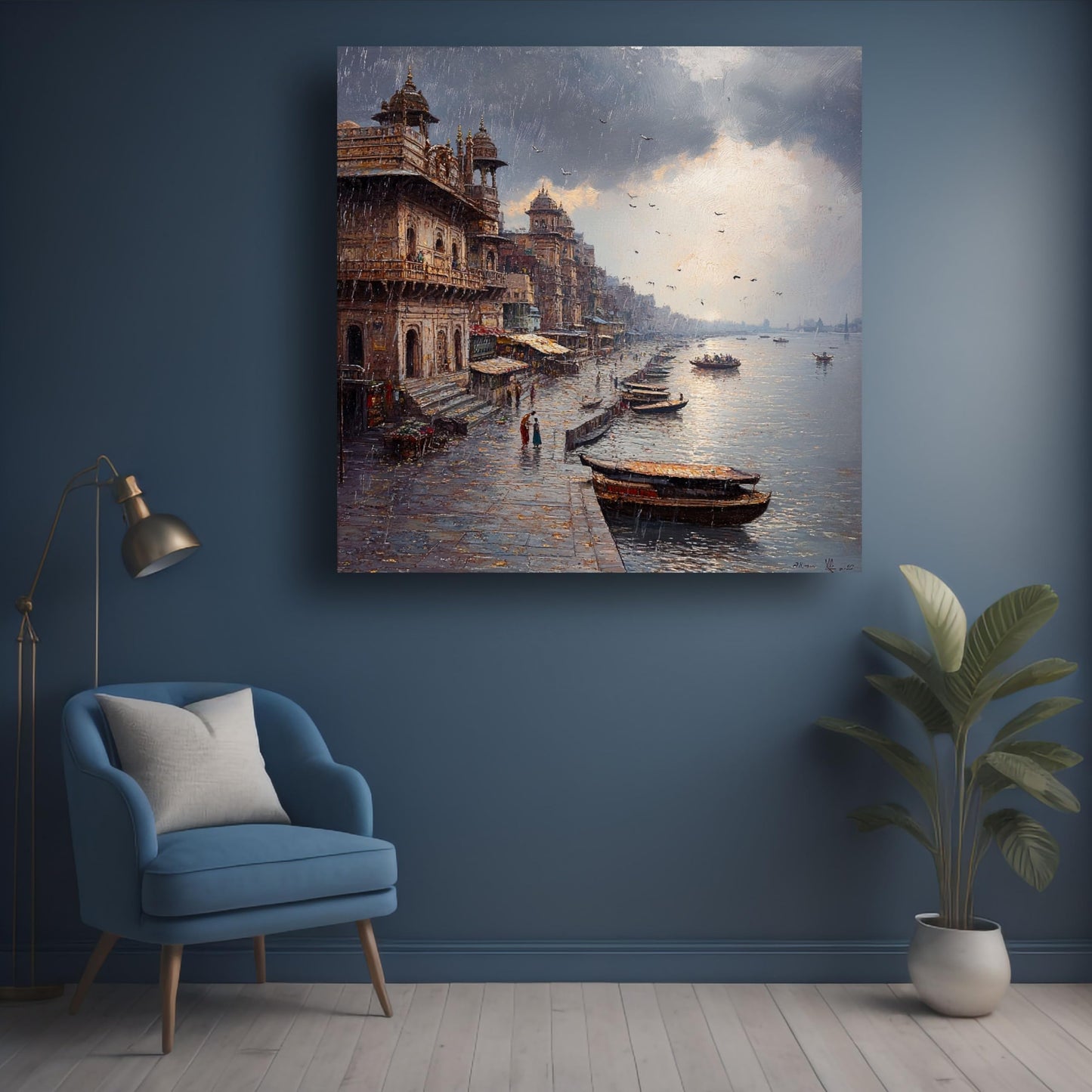 Art to Doors | Ganges River Art Prints | Square | Art Print | Home Decor | Wall Decor | Gifts for Women | Gifts for Men | Gift Items | Wall Art