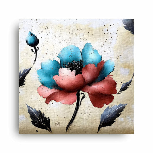 Art to Doors | Dual Bloom | Square | Art Print | Home Decor | Wall Decor | Gifts for Women | Gifts for Men | Wall Art | (Canvas Frame, 24x24 Inch)