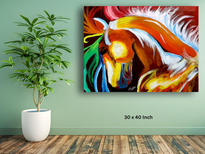 Art to Doors | Vibrant Horse | Artist Nandita Venkatraman | Horizontal | Art Print | Home Decor | Wall Decor | Gift Items | Wall Art