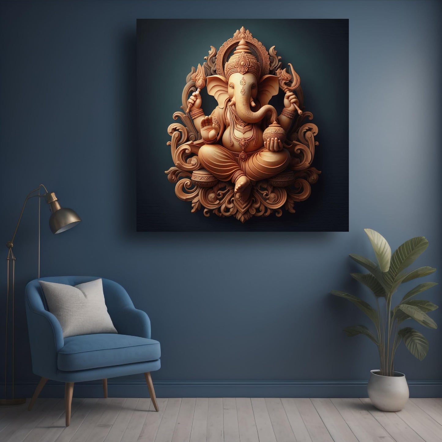 Art to Doors | Elegant Ganpati Idol Decor | Square | Art Print | Home Decor | Wall Decor | Gifts for Women | Gifts for Men | Gift Items | Wall Art