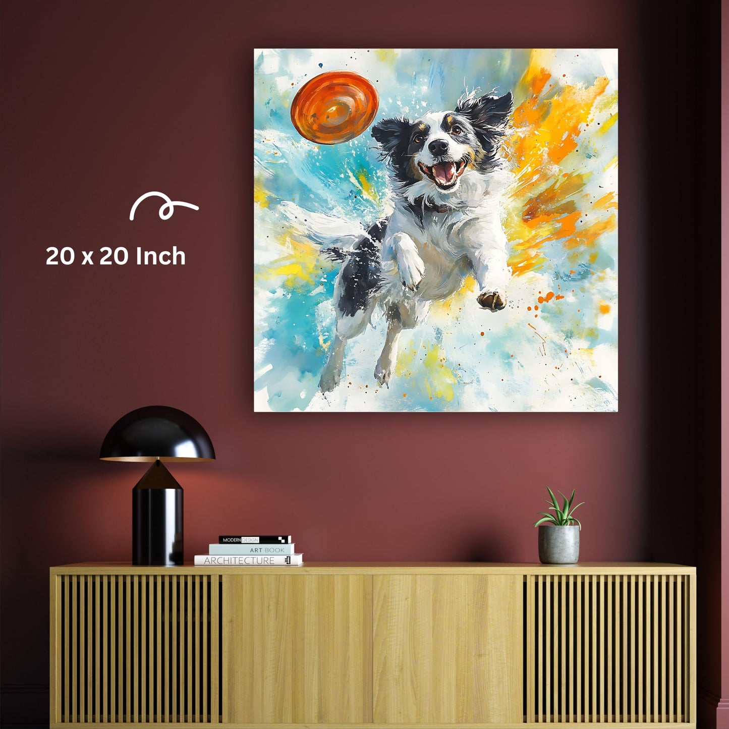 Art to Doors | Flying Disc for Dog Art | Square | Art Print | Home Decor | Wall Decor | Gifts for Women | Gifts for Men | Gift Items | Wall Art (Canvas Frame, 16x16 Inch)