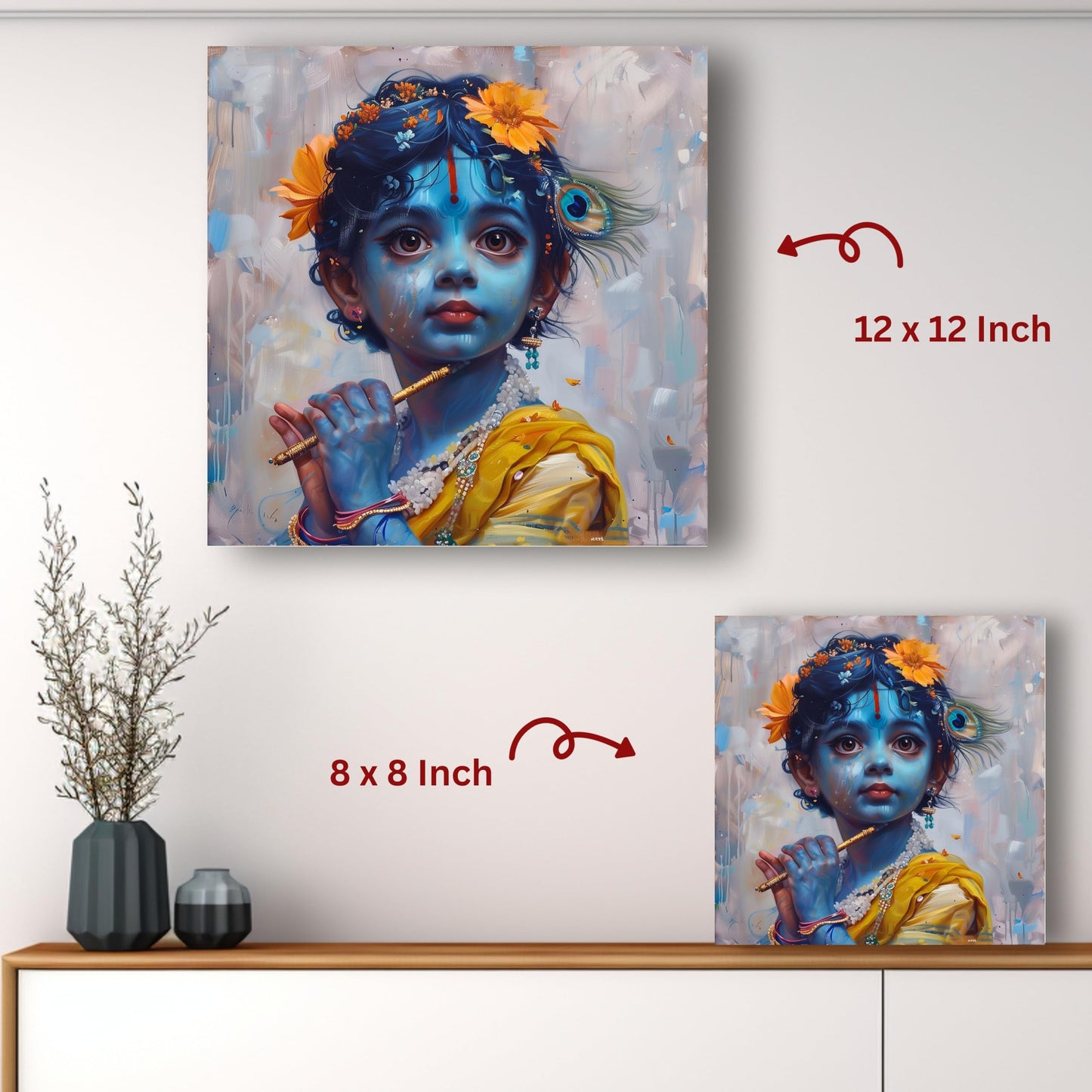 Art to Doors | Charming Krishna Idol Art | Square | Art Print | Home Decor | Wall Decor | Gifts for Women | Gifts for Men | Gift Items | Wall Art