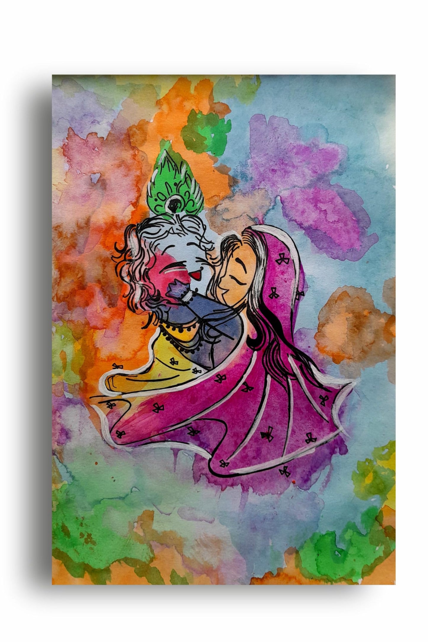 Art to Doors | Radha Krishna Painting | Artist Niketa Singh | Vertical | Art Print | Home Decor | Wall Decor | Gifts for Women | Gifts for Men | Gift Items