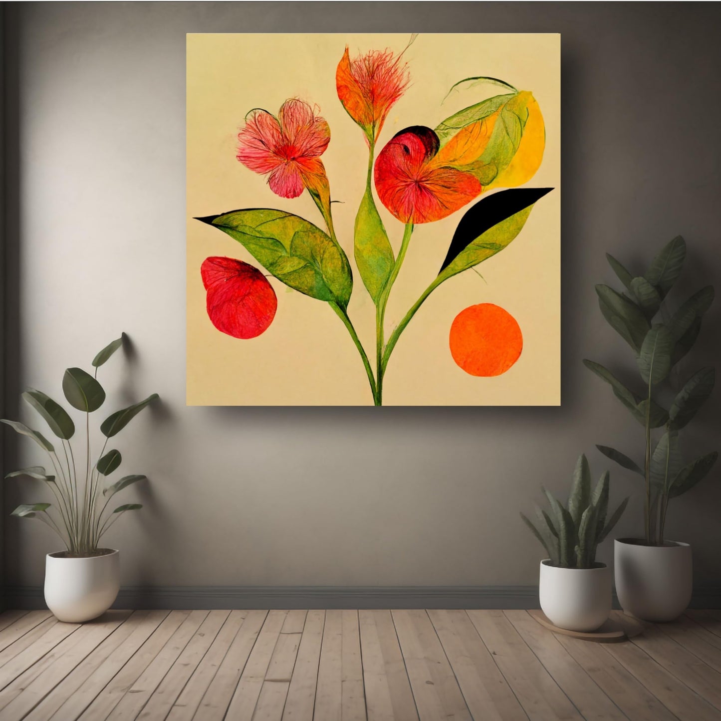 Art to Doors | Playful Petals | Square | Art Print | Home Decor | Wall Decor | Gifts for Women | Gifts for Men | Wall Art | (Canvas Frame, 36x36 Inch)