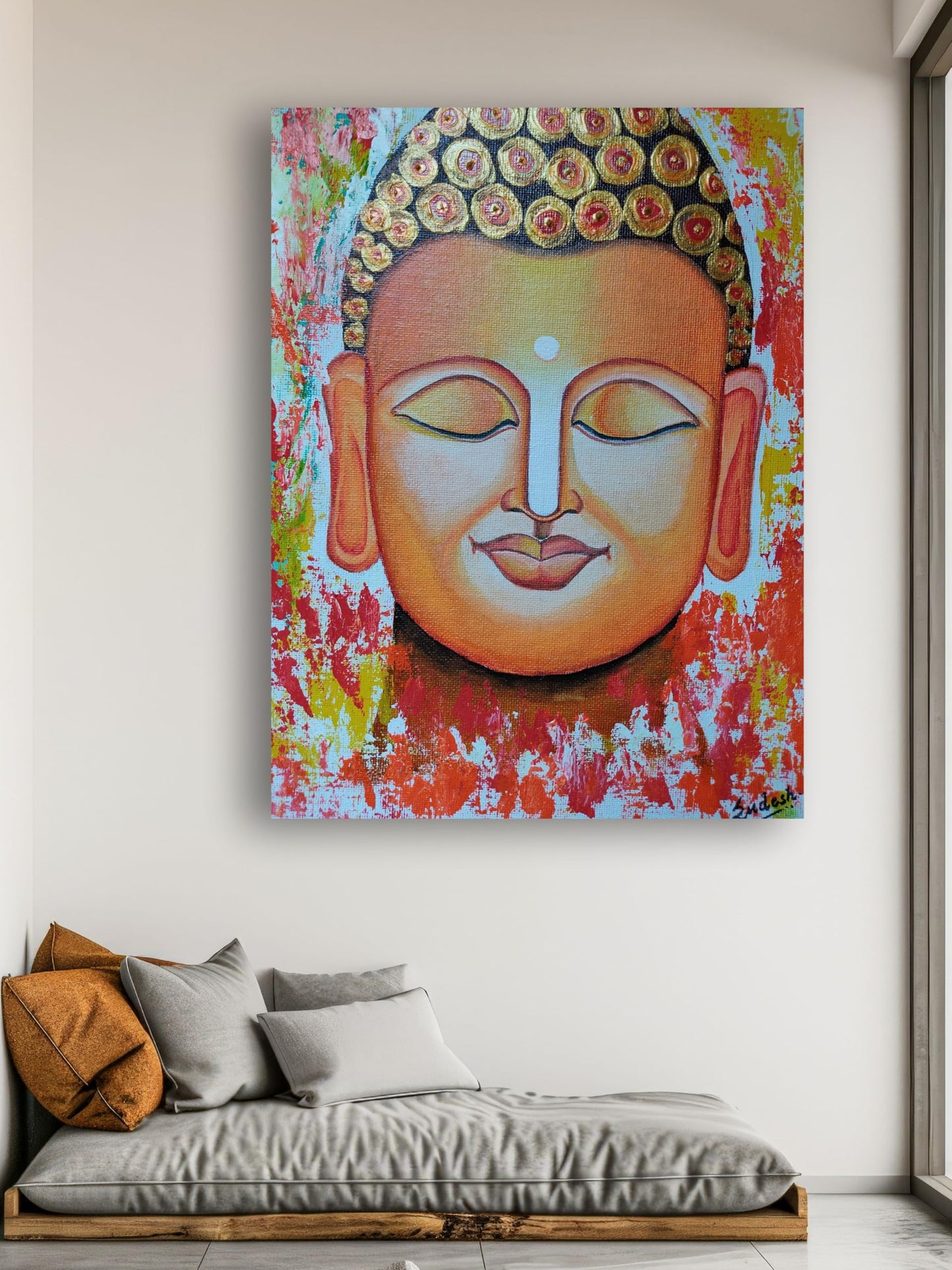 Art to Doors | The Buddha | Artist Sudesh Kundley | Vertical | Art Print | Home Decor | Wall Decor | Gift Items | Wall Art