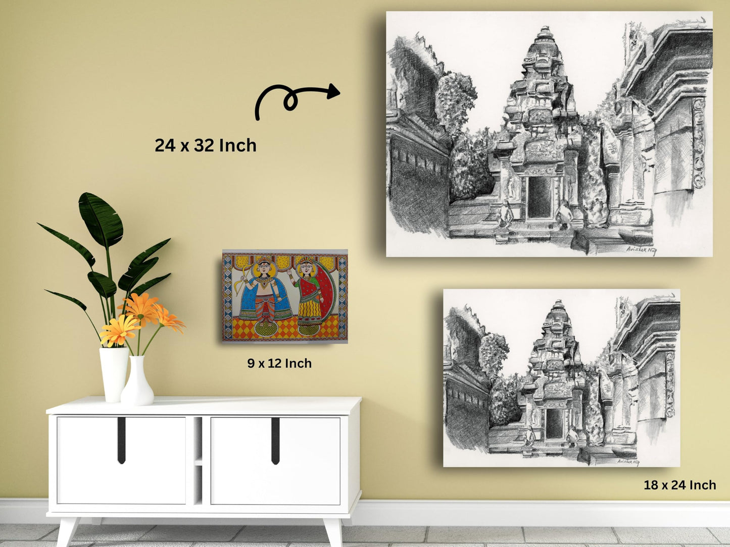 Art to Doors | A View Of Banteay Srei Temple | Artist Avishek Nag | Horizontal | Art Print | Home Decor | Wall Decor | Gifts for Women | Gifts for Men | Gift Items | Wall Art