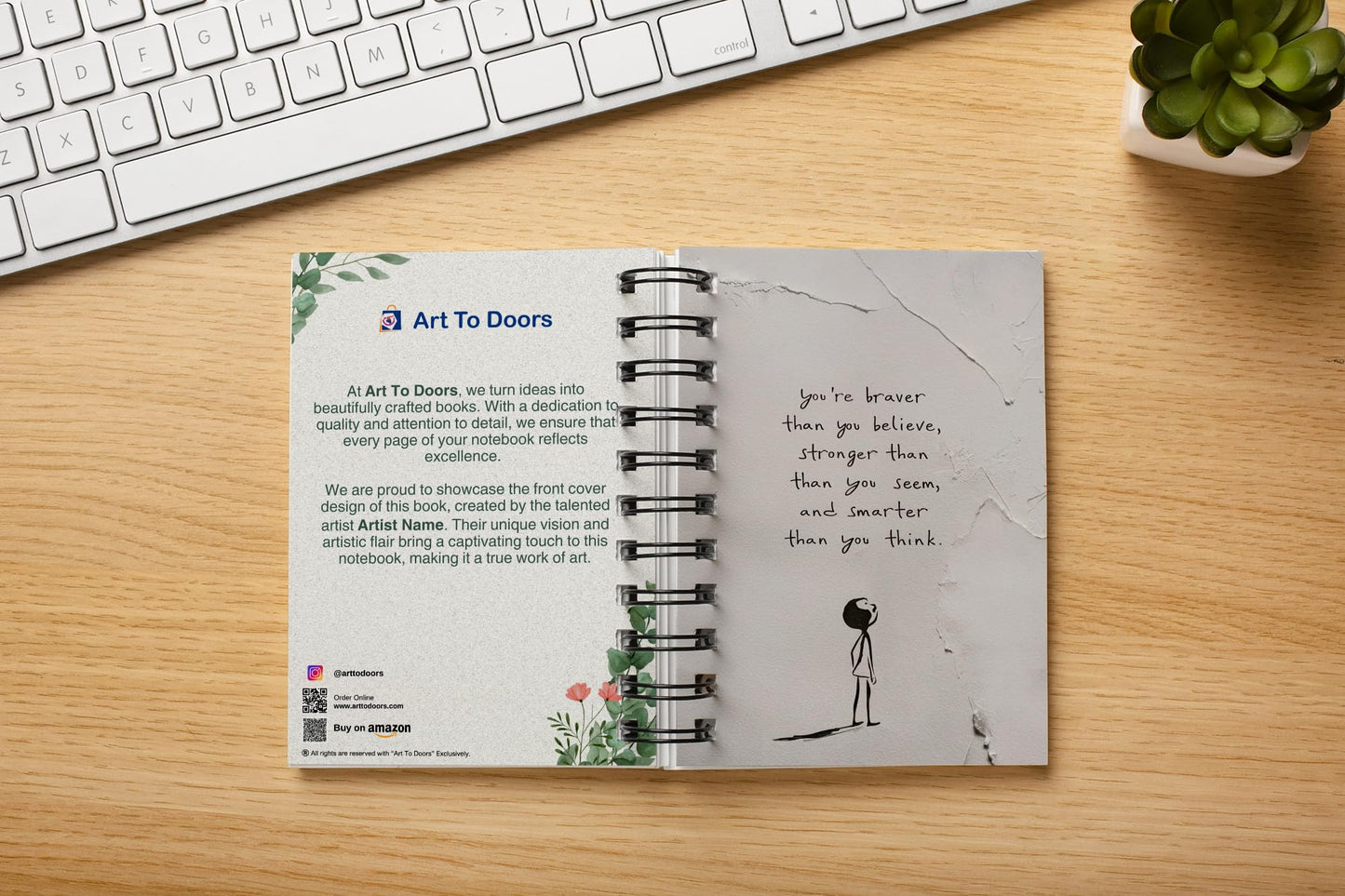 Art to Doors | Believe In Yourself Quote | Artist Riika Kandhola | Spiral Notebooks | A5 Size Paper | 120 Pages | 70 GSM Paper | Attractive Cover Designs