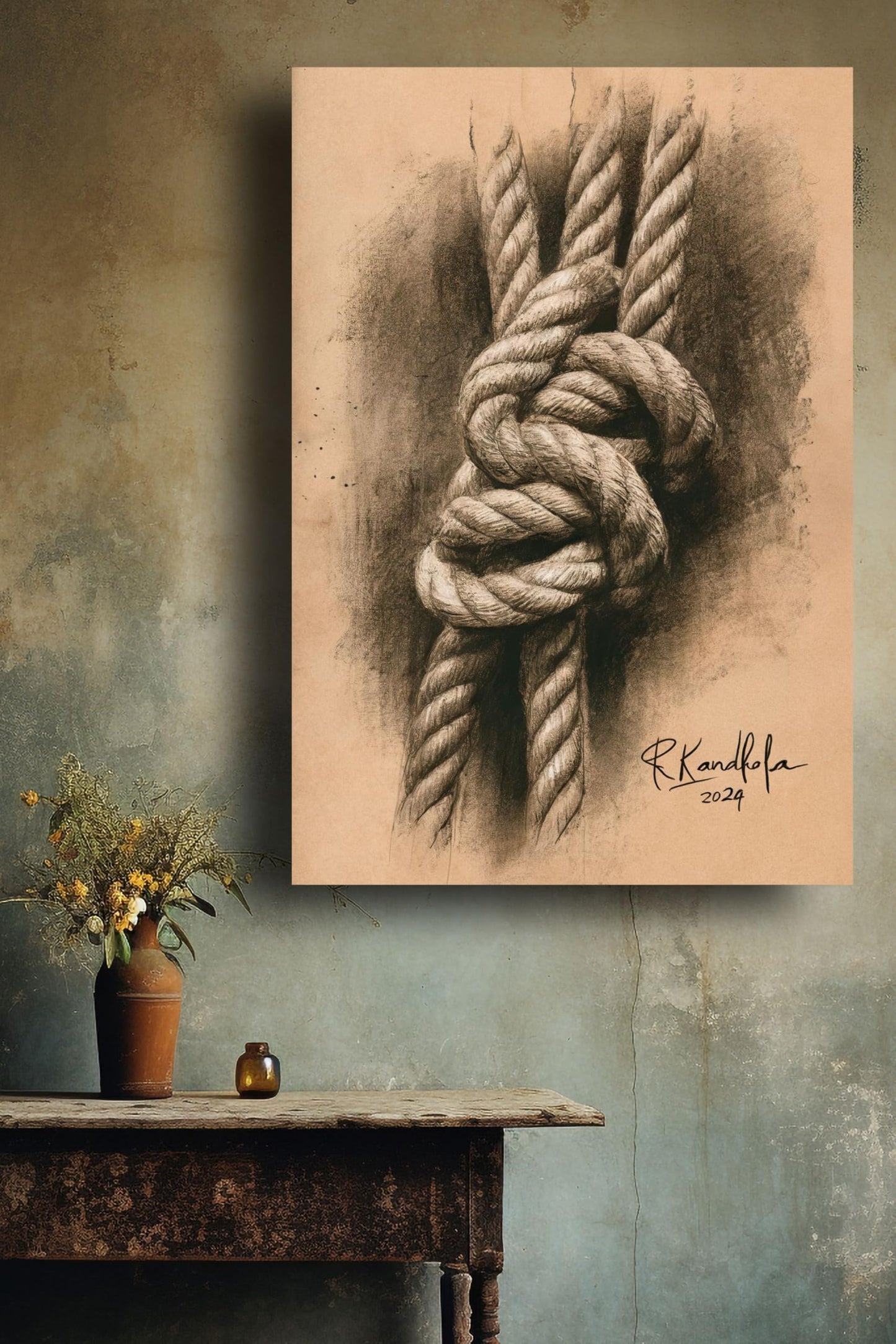 Art to Doors | Untie The Knot In Your Heart | Artist Riika Kandhola | Vertical | Art Print | Home Decor | Wall Decor | Gifts for Women | Gifts for Men | Gift Items | Wall Art