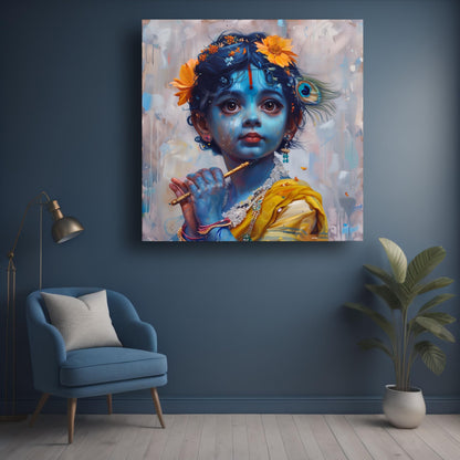 Art to Doors | Charming Krishna Idol Art | Square | Art Print | Home Decor | Wall Decor | Gifts for Women | Gifts for Men | Gift Items | Wall Art