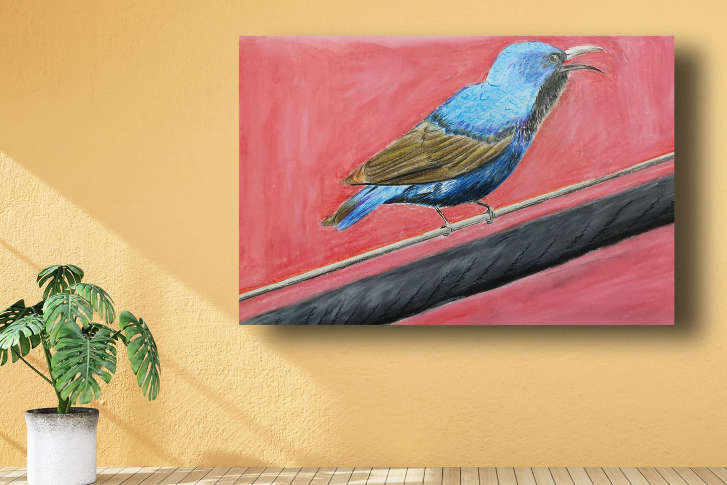 Art to Doors | The Chirping Bird | Artist Sudesh Kundley | Horizontal | Art Print | Home Decor | Wall Decor | Gift Items | Wall Art (30x45 Inch)