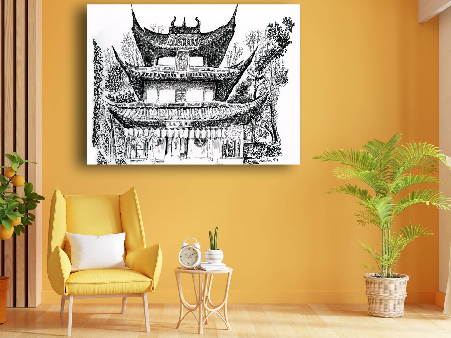 Art to Doors | Longhua Pagoda At Shanghai | Artist Avishek Nag | Horizontal | Art Print | Home Decor | Wall Decor | Gifts for Women | Gifts for Men | Gift Items | Wall Art